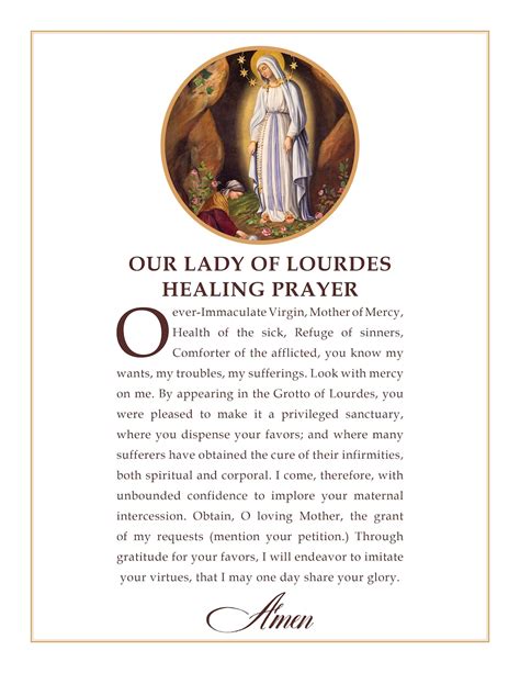 Our Lady of Lourdes Prayer for Healing Downloadable and Printable Catholic Saint Prayer Poster ...