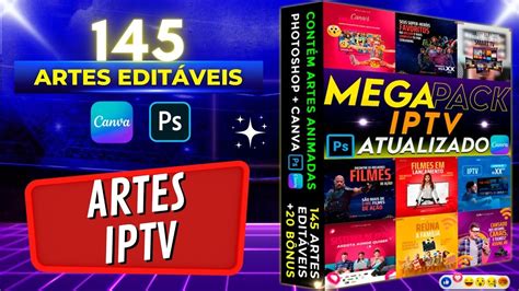 Pack De Artes De Iptv Para Redes Sociais Canva Photoshop Youtube