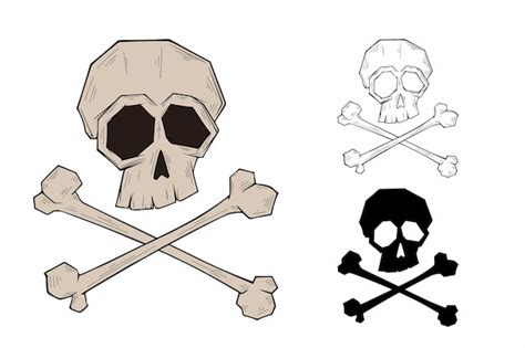 Premium Vector Skull With Crossed Bones Cartoon Style