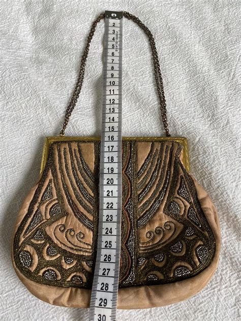 1920s French Micro Bead Embroidered Silk Purse Gold S Gem