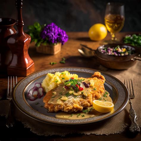 Schnitzel Vien S Una Rodaja De Lim N Ensalada De Patata Foto Premium