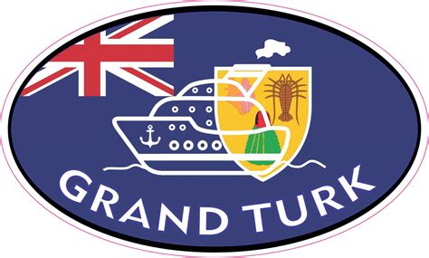 5in X 3in Cruise Ship Flag Oval Grand Turk Vinyl Sticker