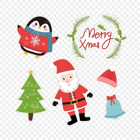 Cute Christmas Elements Vector Hd Images Cute Sticker Style Christmas