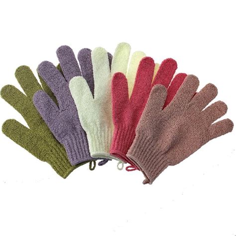 5 Pair 5 Color Thick Type Double Sided Exfoliating Gloves Body Scrubber