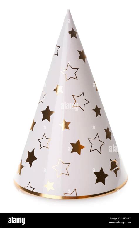 Party cone hat on white background Stock Photo - Alamy