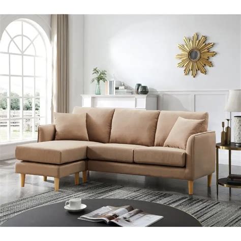 Bassey 74 Wide Reversible Sofa Chaise With Ottoman VigsHome