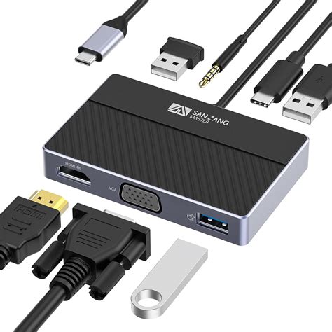 Esta O De Ancoragem Usb C Monitor Duplo K Hdmi E Vga Sanzang