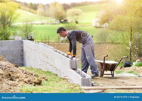 Man Building A House Stock Image Image Of Trade Mortar 53711479