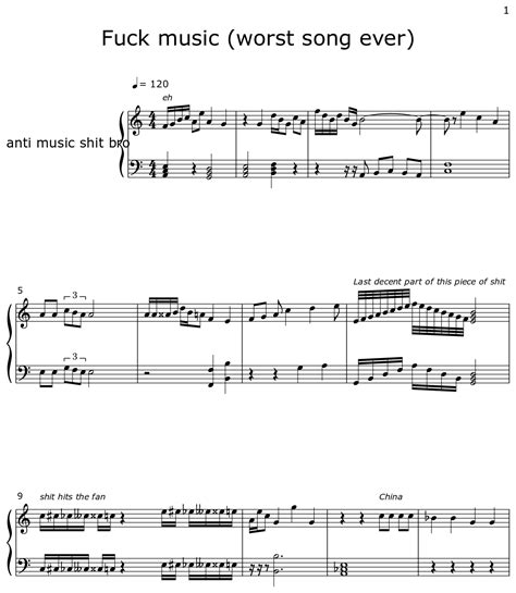 Fuck Music Worst Song Ever Sheet Music For Piano