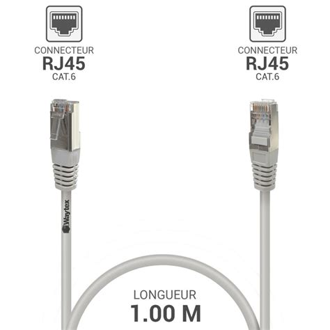 Câble réseau RJ45 Cat 6 blindé FTP gris 1 00m suspendu WAYTEX WAYTEX fr