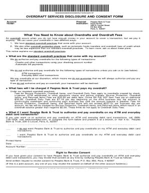 Fillable Online Overdraft Services Disclosure And Consent Form Fax