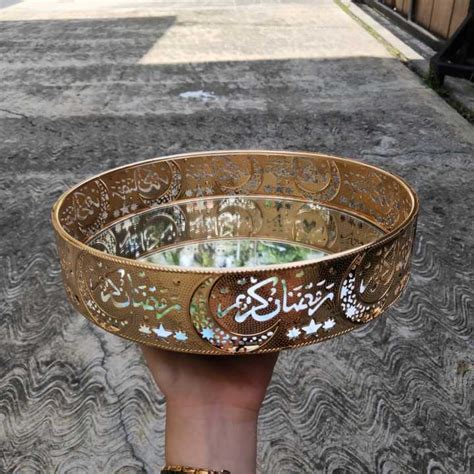 European Luxury Gold Tray Pajangan Nampan Bulat Timur Tengah