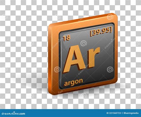 Argon Chemical Element. Chemical Symbol with Atomic Number and Atomic ...