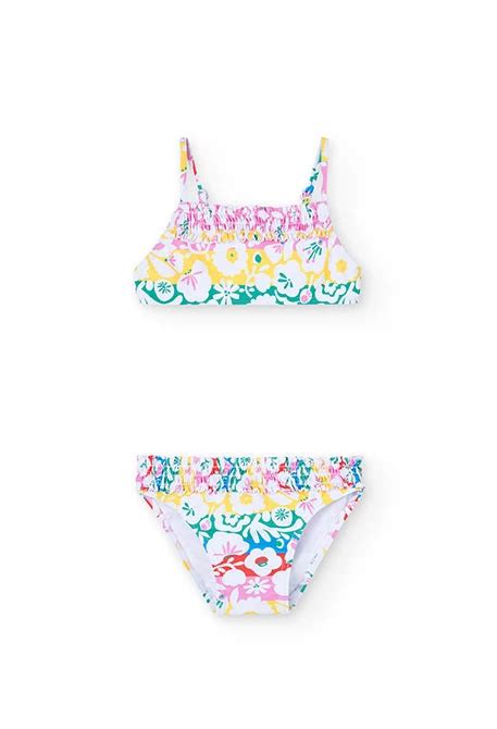 Bikini imprimé fleuri rose pour fille