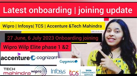 Wipro Infosys Accenture Tech Mahindra Cognizant Onboarding Update