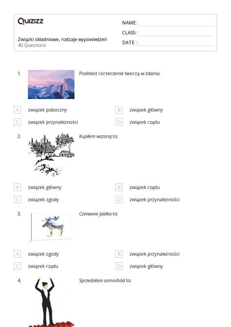 Ponad Pierwiastki I Zwi Zki Arkuszy Roboczych Dla Klasa W Quizizz