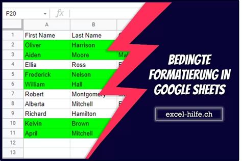 Bedingte Formatierung In Google Sheets Excel Hilfe Ch