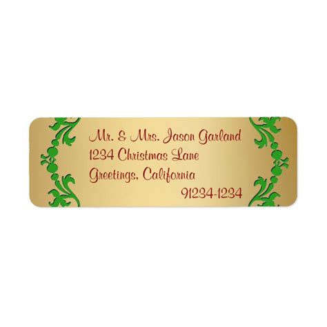 Christmas Gold Foil Look Return Address Labels Zazzle