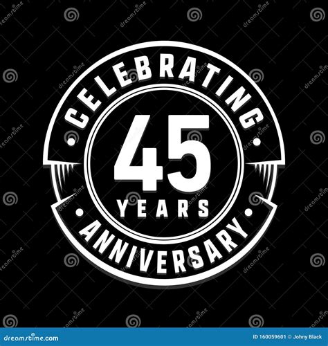 45 Years Anniversary Logo Template 45th Vector And Illustration Stock