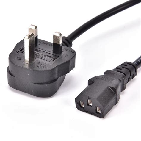 3 Pin UK European Power Supply Lead Cord UK Plug IEC C13 Power Cable