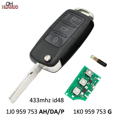 Flip Remote Key Fob 3 Buttons With ID48 Chip 433MHz 434MHZ FCC ID 1J0