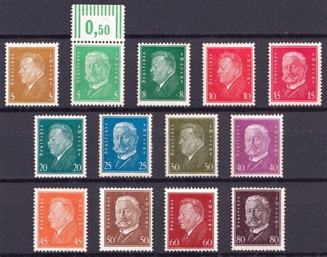 1927 Weimar Republic Germany Mi 410 422 Full Set CV 1 430 MNH