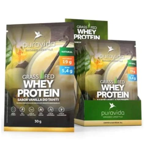 Whey Protein Grass Fed 15 sachê 30g 450g Pura Vida Massa Muscular