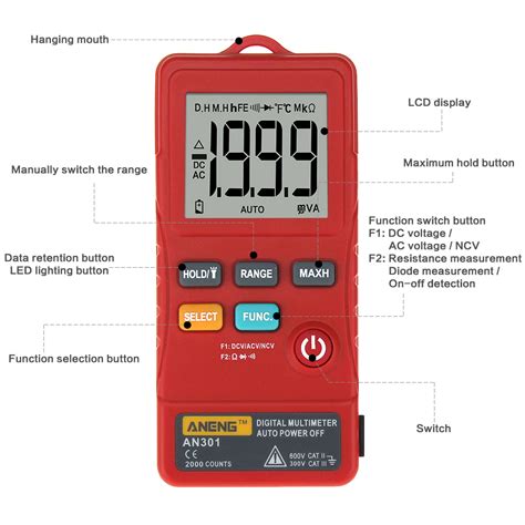 An301 True Rms Digital Multimeter Tester Meter Transistor Testers