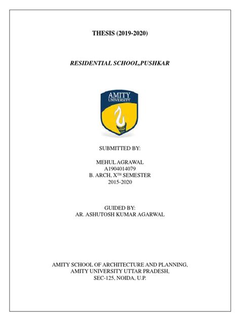 Thesis Report Residential School Ar Mehul Agrawal Pdf Schools