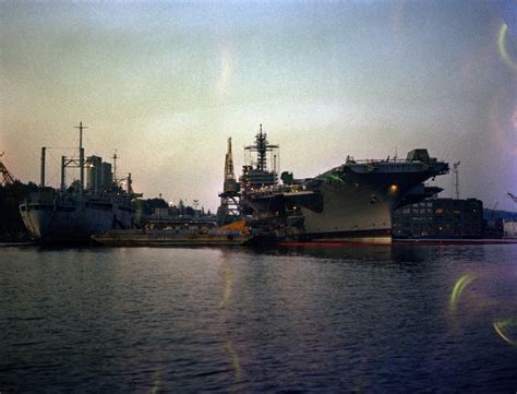 A Starboard Bow View Of The Aircraft Carrier Uss Kitty Hawk Cv 63