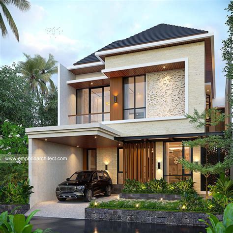 Desain Tampak Depan Rumah Modern Villa Bali Lantai Ibu Ynn Di