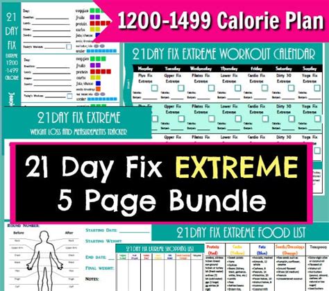 21 Day Fix Extreme Printable 1200 1499 5 By 21dayfixworksheets