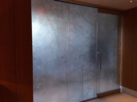 Frosted Glass Doors With Forest Images Willow Stream Spa At Fairmont Pacific Rim Vancouver