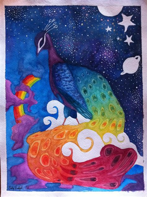 Rainbow Peacock by EmilyParnell on DeviantArt