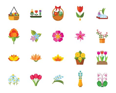 Conjunto De Iconos De Flores Vector Gratis