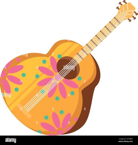 Mexican Guitar Detailed Style Icon Design Mexico Culture Theme Vector