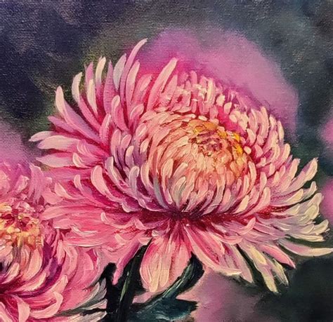 Chrysanthemums Original Oil Painting On Canvas Etsy