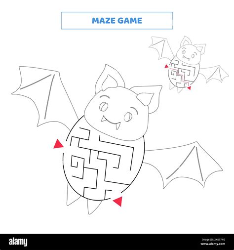 Maze Game For Kids Find Your Way Out Of The Maze With Cute Bat