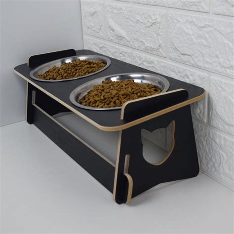 Comedouro Gato Elevado Duplo Pet Tigela Ra O Inox Saud Vel Preto