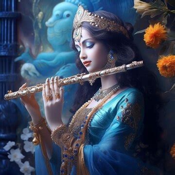 Premium AI Image | Lord Krishna holding flute