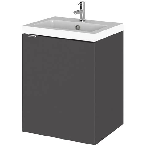 Hudson Reed Fusion Gloss Grey Mm Wall Hung Door Vanity Unit Basin