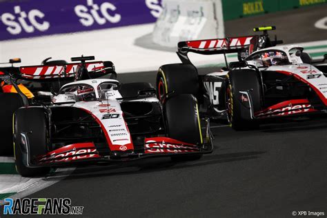 L To R Kevin Magnussen Nico Hulkenberg Haas Jeddah Corniche