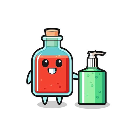 Premium Vector Cute Square Poison Bottle Cartoon With Hand Sanitizer