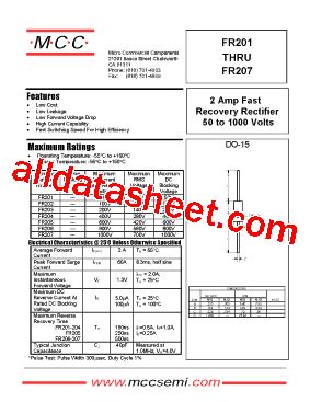 FR207 Datasheet PDF Micro Commercial Components