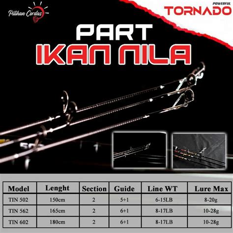 Jual TORNADO Sparepart Ujung Joran IKAN NILA II Top Section Original