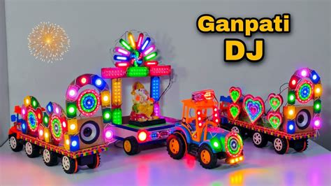 Double Big Dj Truck Ganesh Mini Murti Visarjan Tractor Dj Loading At