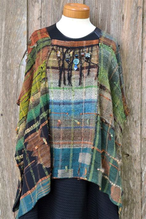 Saori Style Poncho Saori Style Handwoven Ruana Handwoven Poncho