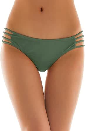 Shekini Womens Sexy Solid Strappy String Bikini Panties Hipster Thong