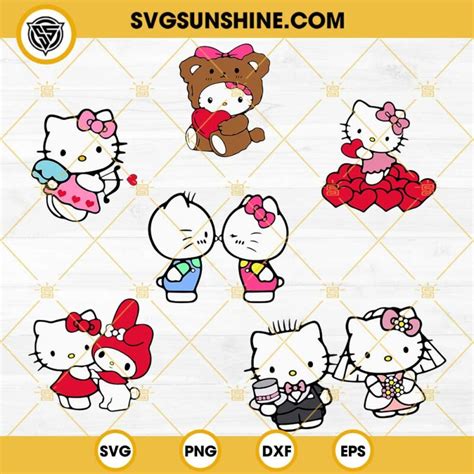 Hello Kitty Valentine Bundle Svg Hello Kitty And My Melody Svg Png Dxf Eps