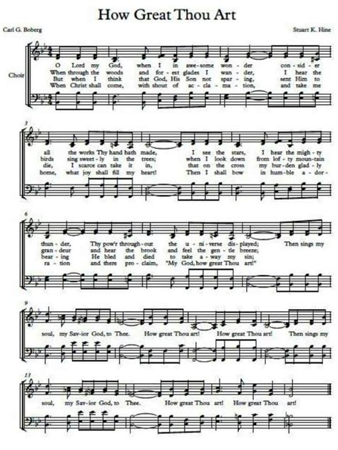 Sheet Music With The Words How Great Thou Art